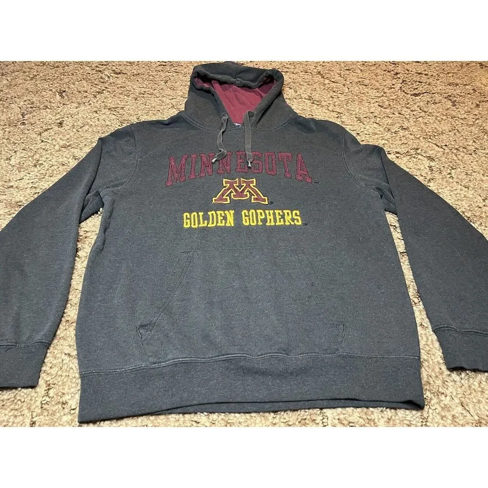 Minnesota Golden Gophers Hoodie Adult M Gray Campus Heritage Sweatshirt Logo Men